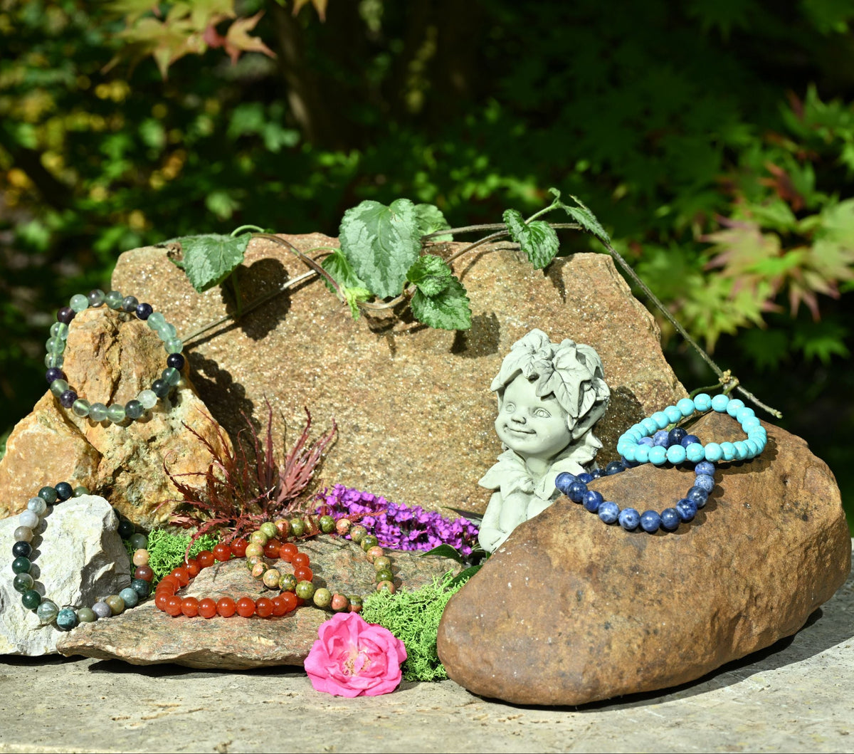 Armband, Heilsteine, Perlen, verschiedene Steine, alternative Methoden, Steinschmuck