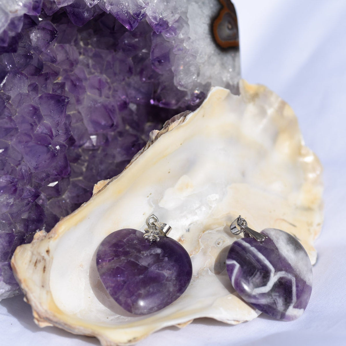 Anhänger, Heilstein, Herz, Amethyst, alternative Methoden, Steinschmuck