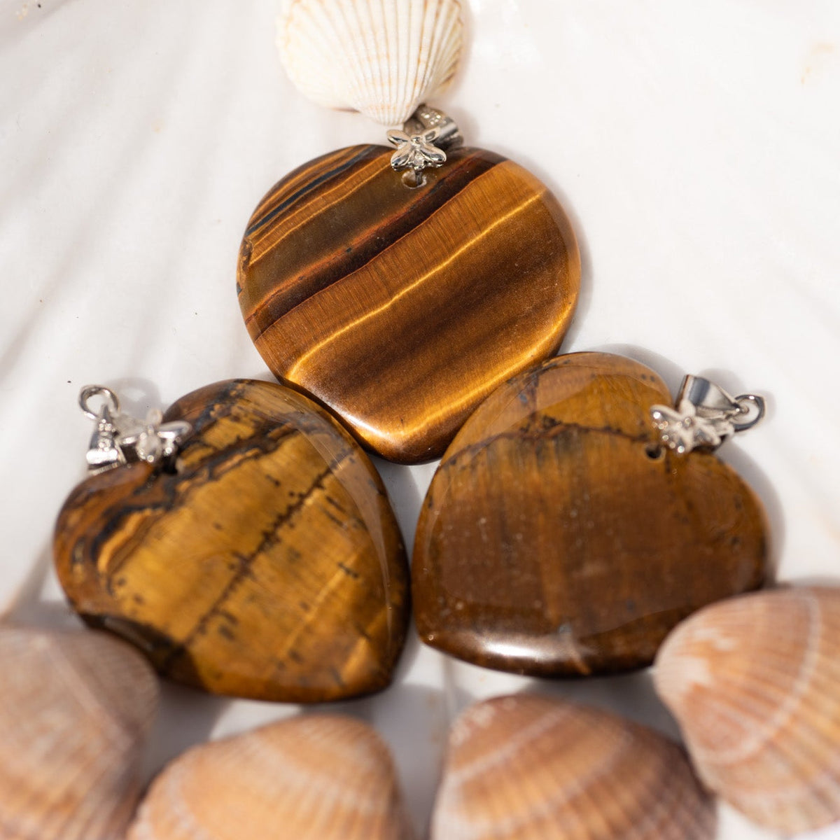 Anhänger, Heilstein, Herz, Tigerauge, alternative Methoden, Steinschmuck