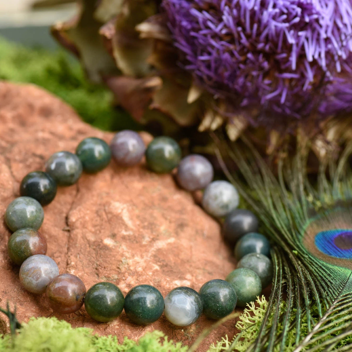 Armband, Heilsteine, Perlen, indischer Achat, alternative Methoden, Steinschmuck