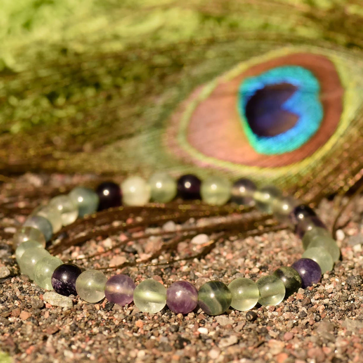 Armband, Heilsteine, Perlen, Regenbogenfluorit, alternative Methoden, Steinschmuck