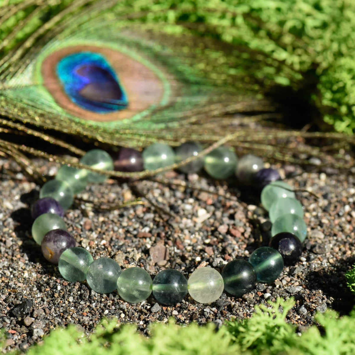 Armband, Heilsteine, Perlen, Regenbogenfluorit, alternative Methoden, Steinschmuck