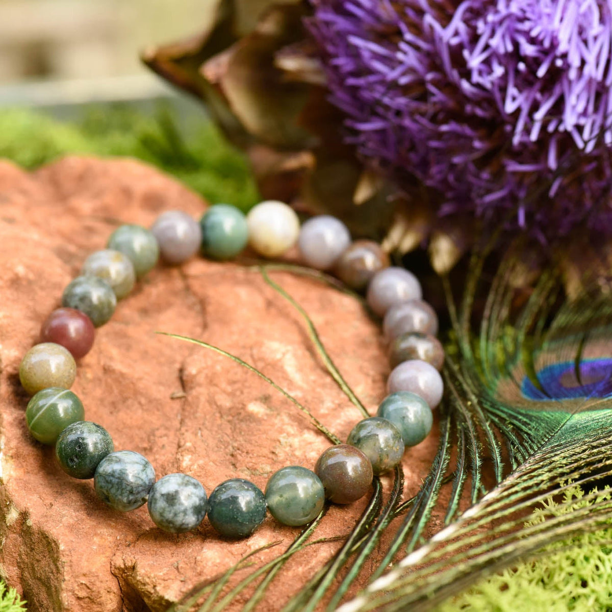Armband, Heilsteine, Perlen, indischer Achat, alternative Methoden, Steinschmuck