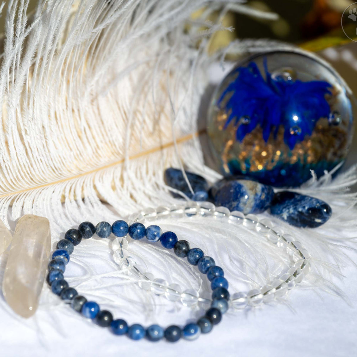 Armband Kombination, Heilsteine, Steinschmuck, Sodalith, Bergkristall, Perlen, alternative Methoden