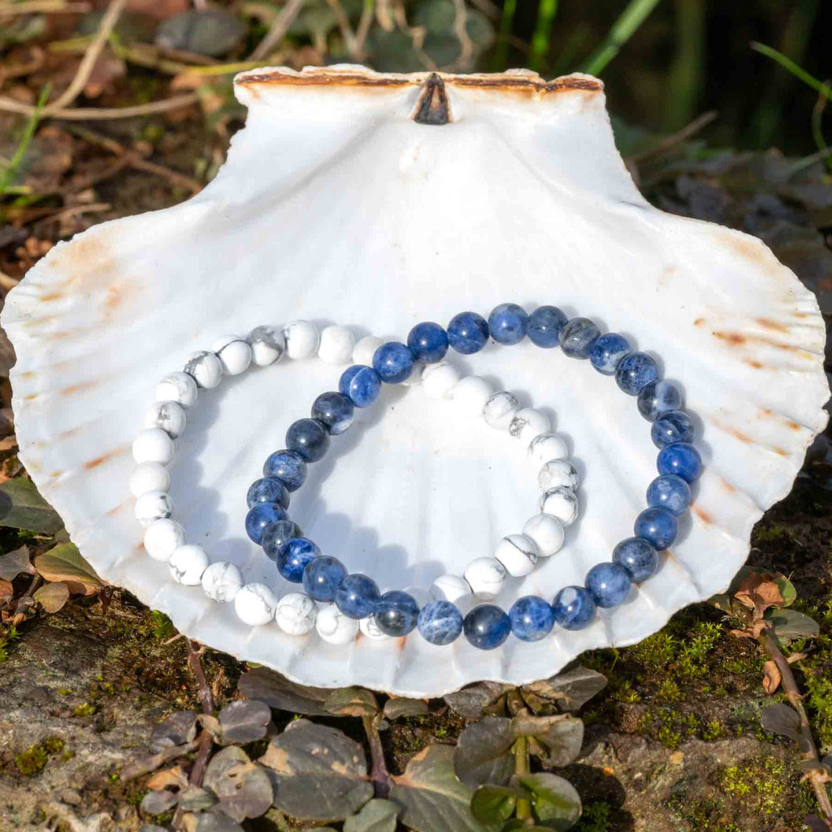 Armband - Kombination, Heilsteine, Steinschmuck, Sodalith, weißer Türkis, Perlen, alternative Methoden