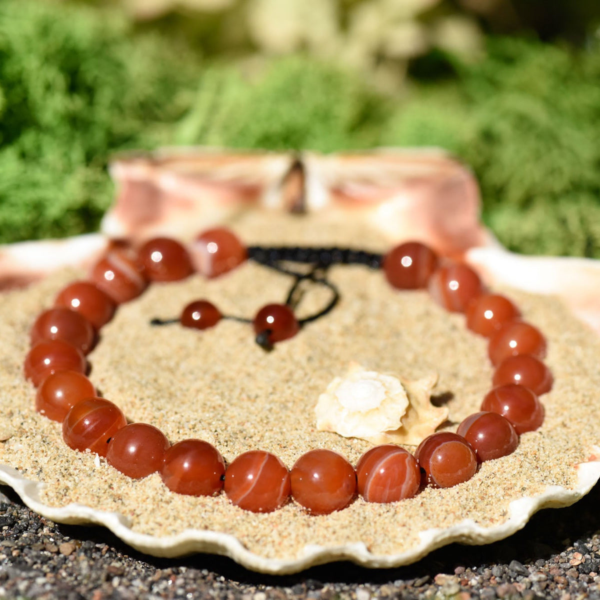 Armband, Heilsteine, Perlen, roter Achat, geknüpft, verstellbar, alternative Methoden, Steinschmuck