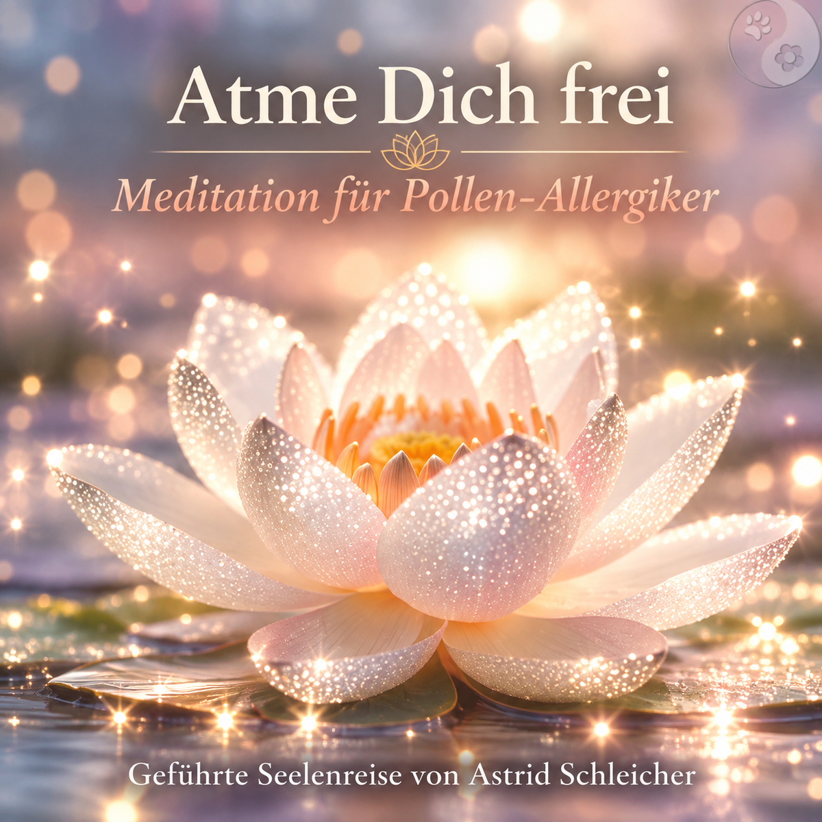 Silberne, weiße Lotusblüte  Meditation Atme Dich frei Pollen-Allergiker
