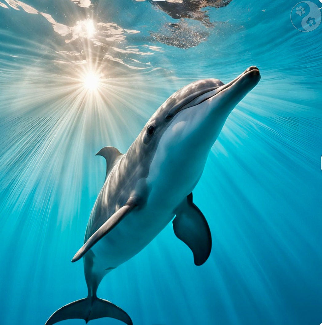 KI Bild blauer Delfin, Depressionen bei Kindern und Jugendlichen, Traurigkeit, Zukunftsängste, alternative Methoden