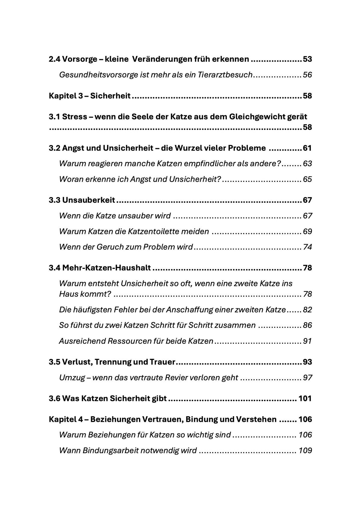Inhaltsverzeichnis Buch Longevity fuer Katzen