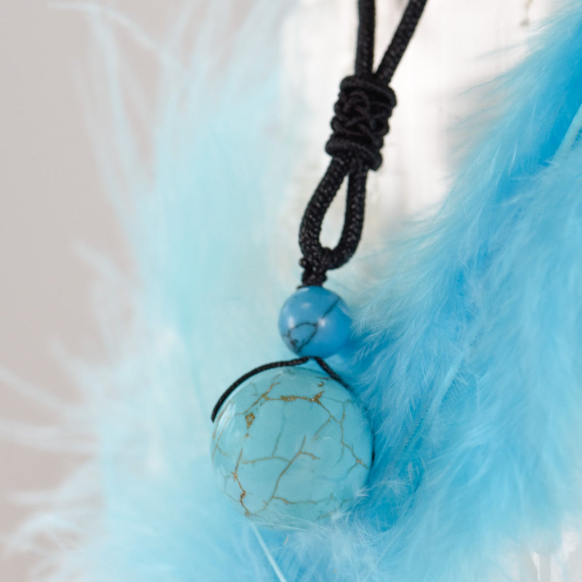 Halskette, Band mit großer und kleiner Heilstein Perle, Türkis, alternative Methode, Steinschmuck