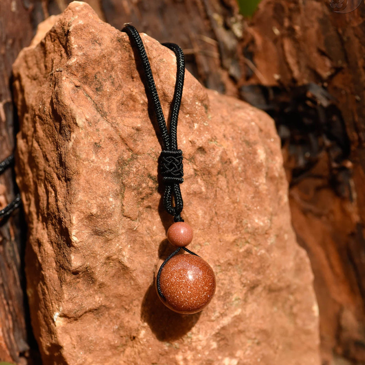 Halskette, Band mit großer und kleiner Heilstein Perle, Goldfluss, alternative Methode, Steinschmuck