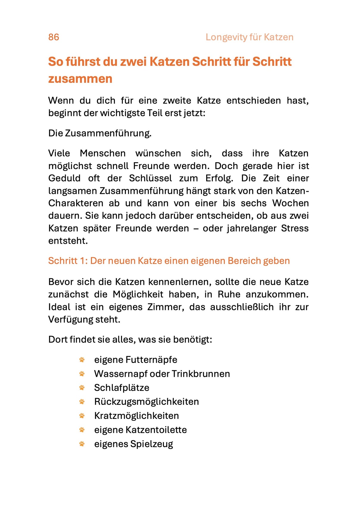 Zusammenführung zweier Katzen Schritt fuer Schritt Anleitung Longevity fuer Katzen